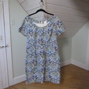 J Crew Dolores Shift Dress in Peacock Paisley Size 12 Cotton Silk Blend Lined